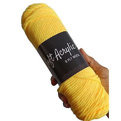 Soft Acrylic Yarn 8 ply Bright Yellow
