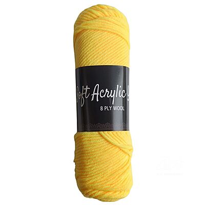 Soft Acrylic Yarn 8 ply Bright Yellow