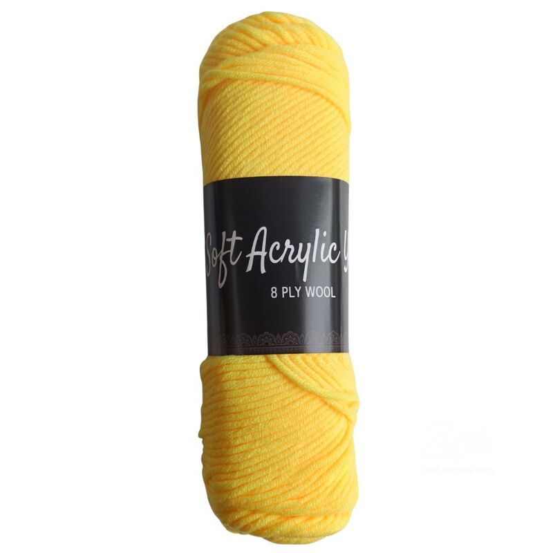 Soft Acrylic Yarn 8 ply Bright Yellow