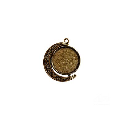 Rotating Double Side Round Pendant Antique Gold Small Rotating Double Side Round Pendant Antique Gold Small