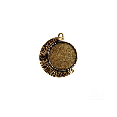 Rotating Double Side Round Pendant Antique Gold Medium Rotating Double Side Round Pendant Antique Gold Medium