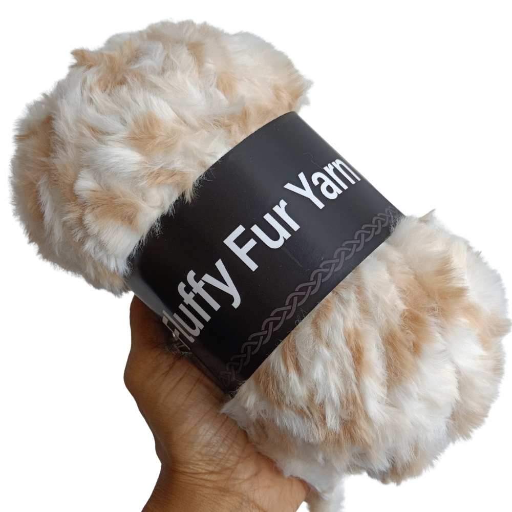 Fluffy Fur Yarn 58 Multi Brown-White Fluffy Fur Yarn 58 Multi Brown-White