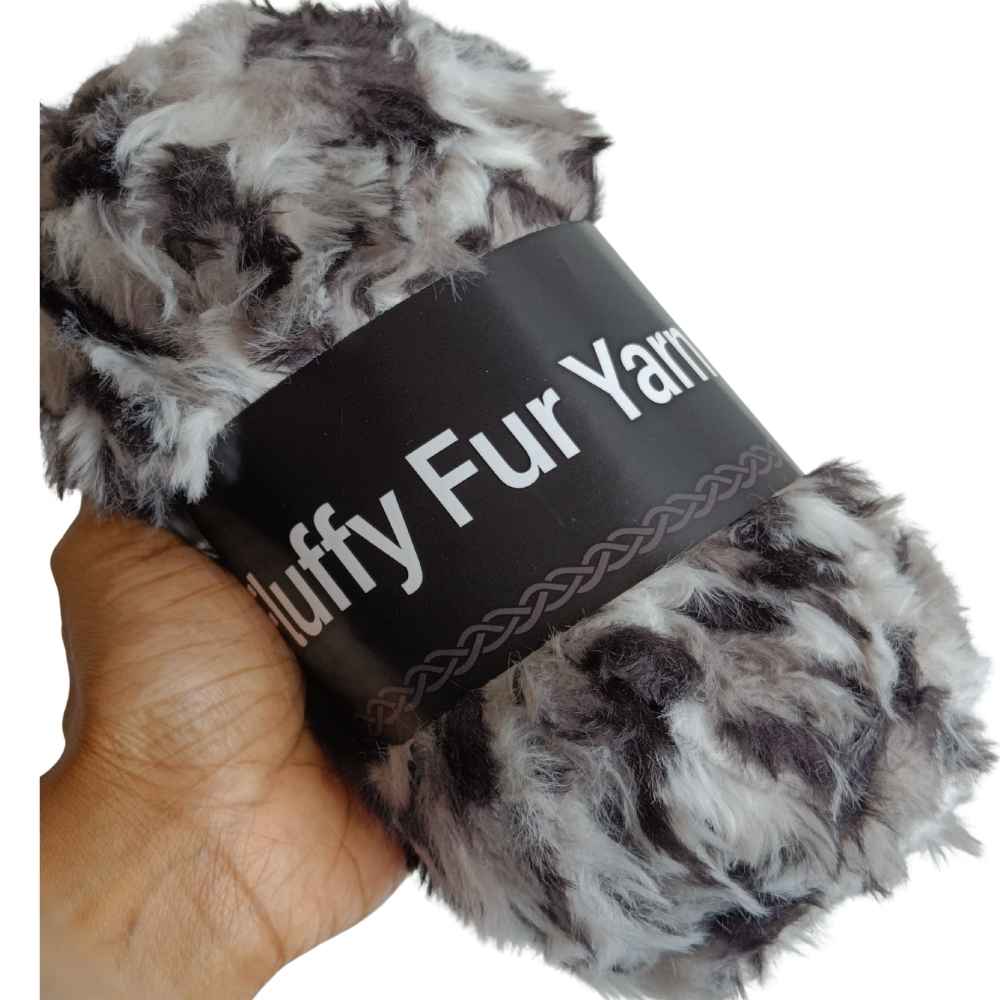 Fluffy Fur Yarn 57 Multi Black-White Fluffy Fur Yarn 57 Multi Black-White