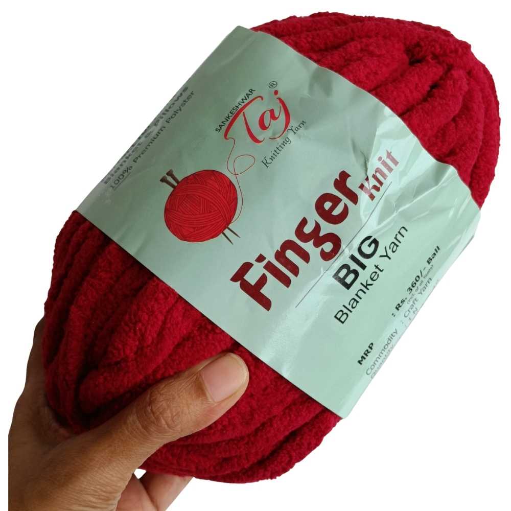 Taj Finger Knit Yarn - Dark Red