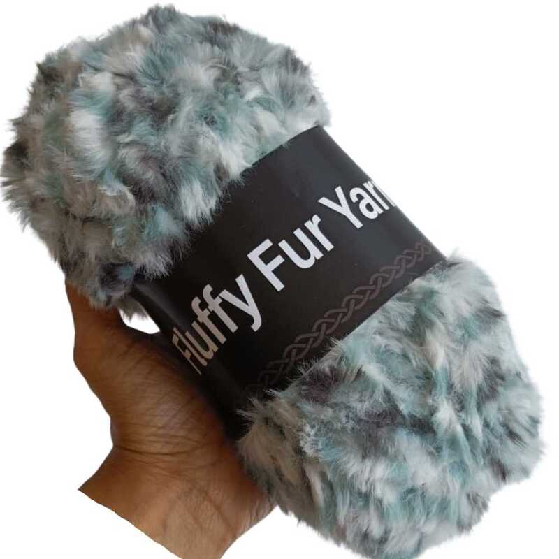 Fluffy Fur Yarn 80 Multi Speckled Green