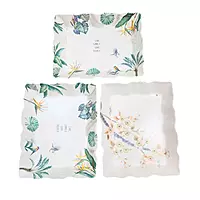 Elegant Floral Print Square Serving Tray Set