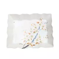 Elegant Floral Print Square Serving Tray Set