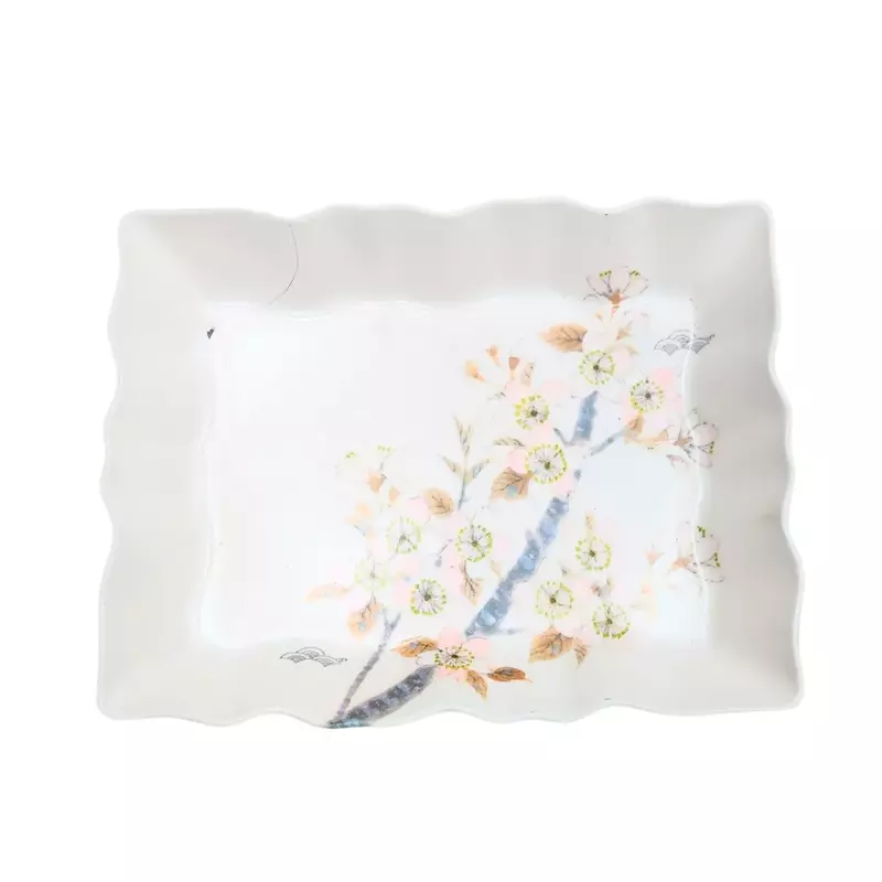Elegant Floral Print Square Serving Tray Set