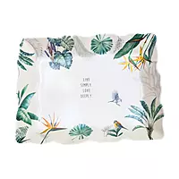 Elegant Floral Print Square Serving Tray Set