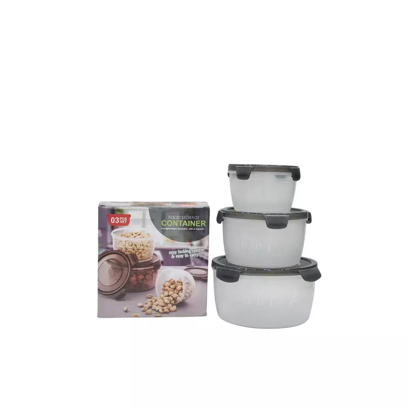 Set of 3 Lock & Seal Round Container Boxes