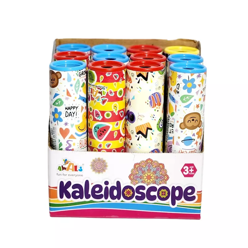 Pack of 12 Classic Kaleidoscopes Paper Tumble Wheel Magic Tin Tube Prism Lens