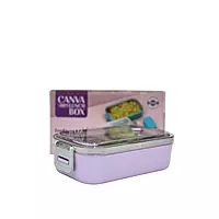 Canva Purple Stainless Steel Lunch Box 2 Compartment with Spoon