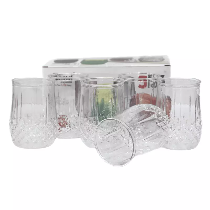 Set of 6 Designer Plastic Glass Set - 250ml
