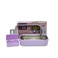Canva Purple Stainless Steel Lunch Box 2 Compartment with Spoon