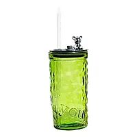 Decorated Tumblers with Straws and Lids