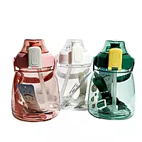 Portable Plastic Water Bottles with a Straw and Strap