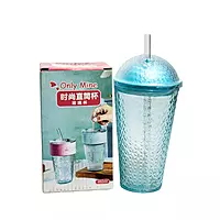 Plastic Tumbler with a Domed Lid and Straw