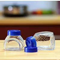 215ml Set of 3 Airtight Glass Jar with Blue Lid