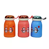 Penguin Cartoon Printed Glass Bottle