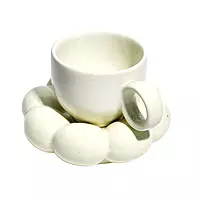 Ceramic Cloud Mug Cute Cup with Sunflower Coaster 7oz Cute Ceramic Coffee Mug with Saucer Set for Office Home Coffee Tea Latte Milk  180 ml