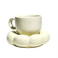 Ceramic Cloud Mug Cute Cup with Sunflower Coaster 7oz Cute Ceramic Coffee Mug with Saucer Set for Office Home Coffee Tea Latte Milk  180 ml