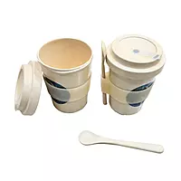 Ceramic Travel Mugs with Silicone Lids & Spoon