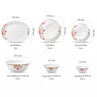LAOPALA Pack of 27 Opalware Diva Classique Aster pink 100% Hygienic & Dishwasher safe Dinner Set