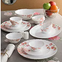LAOPALA Pack of 27 Opalware Diva Classique Aster pink 100% Hygienic & Dishwasher safe Dinner Set