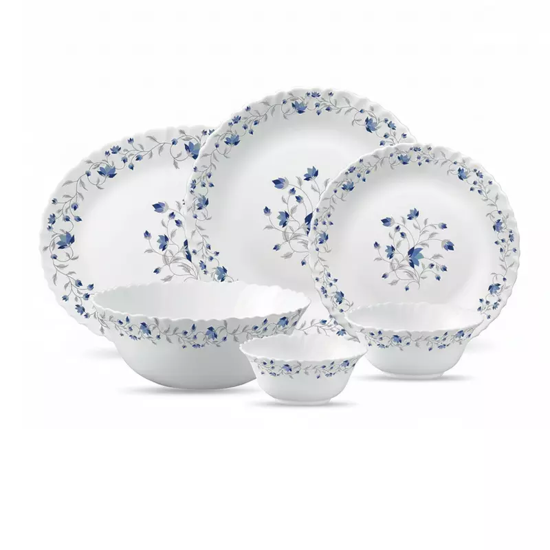 LAOPALA Pack of 33 Opalware Diva Classique Blue Mystique 100% Hygienic & Dishwasher safe Dinner Set