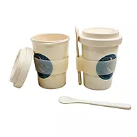 Ceramic Travel Mugs with Silicone Lids & Spoon