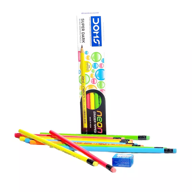 Doms Neon Eraser Tipped Pencils