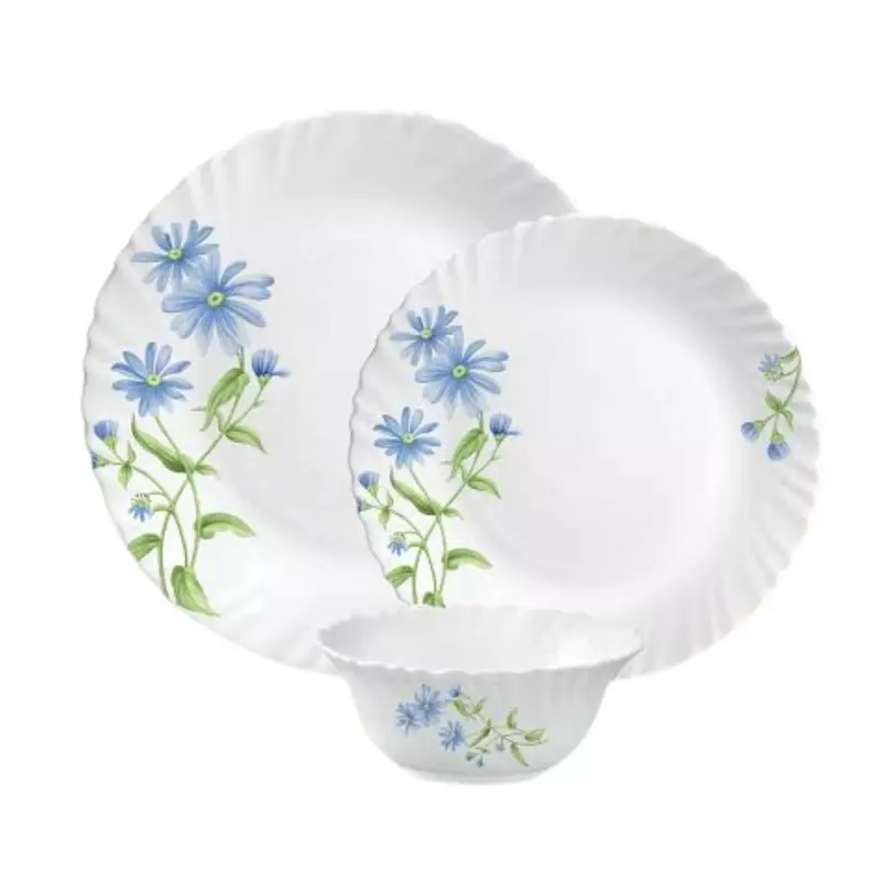 LAOPALA Pack of 27 Opalware Diva Classique Blue Daisy  Hygienic & Dishwasher safe Dinner Set