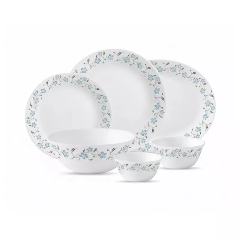 LAOPALA Pack of 27 Opalware Diva Ivory Collection Grace Blue 100% Hygienic & Dishwasher safe Dinner Set