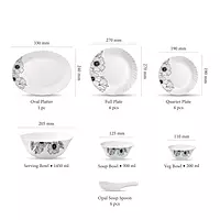 LAOPALA Pack of 33 Opalware Diva Classique Misty Flair Hygienic & Dishwasher safe Dinner Set