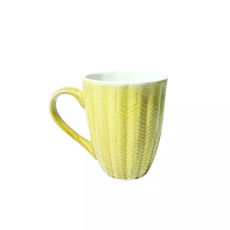 Large Coffee Mugs with Embossed Checkered Pattern Surface