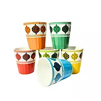 Handcrafted Ceramic Multicolor Microwave Safe Chai/Tea Glasses/Serving Tea Kullad Cups Set