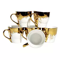 Liva Singhania Royal Collection and 6 PCS Exclusive Mugs Cup Set Golden