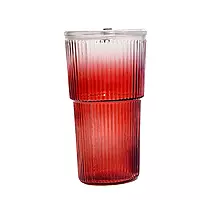 Gradient-Colored Korean Glass Tumblers with Straw for Juice, Cold Drinks, Coffee, Matcha