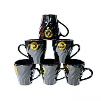 Gold Print Mug for Tea/Coffee Green Tea Espresso Hot Beverage Cup Set of 6 220 ML