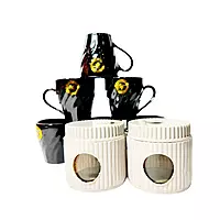 Gold Print Mug for Tea/Coffee Green Tea Espresso Hot Beverage Cup Set of 6 220 ML