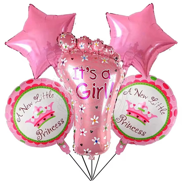 It’s a Girl Foil Balloon Set – 5 Pcs Pink Baby Shower Decoration