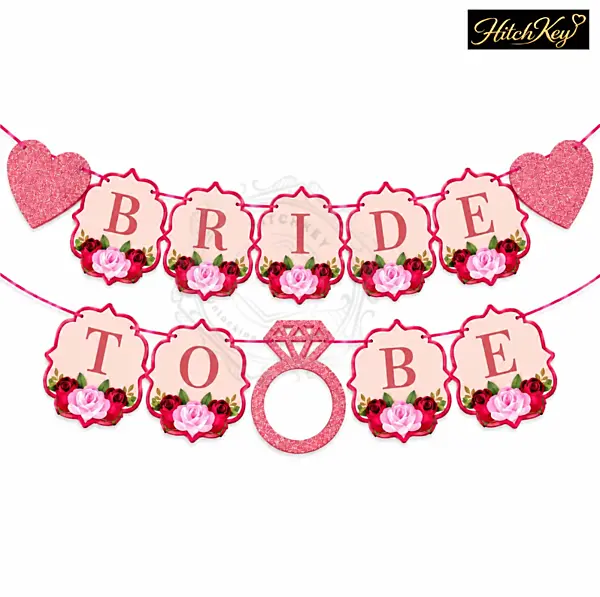 Bride To Be Banner – Rose Gold Glitter Flora Decoration for Bridal Shower & Bachelorette Party