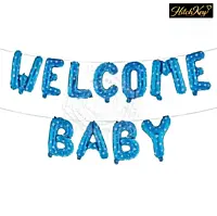 Welcome Baby Polka Dot Foil Balloon Banner – Blue & Pink Baby Shower Decoration
