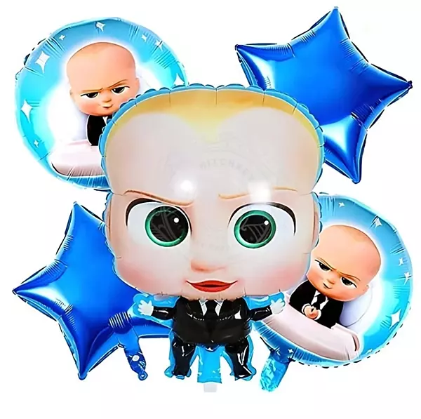 Boss Baby Theme 5 Pcs Foil Balloon Set – Blue Birthday Decoration