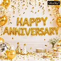 Happy Anniversary Foil Balloon Banner – Anniversary Party Decoration
