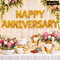 Happy Anniversary Foil Balloon Banner – Anniversary Party Decoration