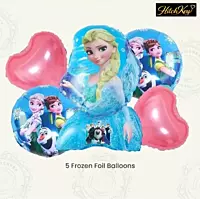 Frozen Elsa Theme Foil Balloons – 5 Pcs Princess Birthday Decoration Set