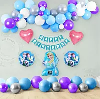 Frozen Elsa Theme Foil Balloons – 5 Pcs Princess Birthday Decoration Set