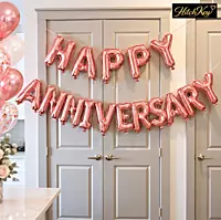 Happy Anniversary Foil Balloon Banner – Anniversary Party Decoration