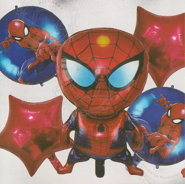 Spider-Man Theme Foil Balloons – 5 Pcs Birthday Decoration Set